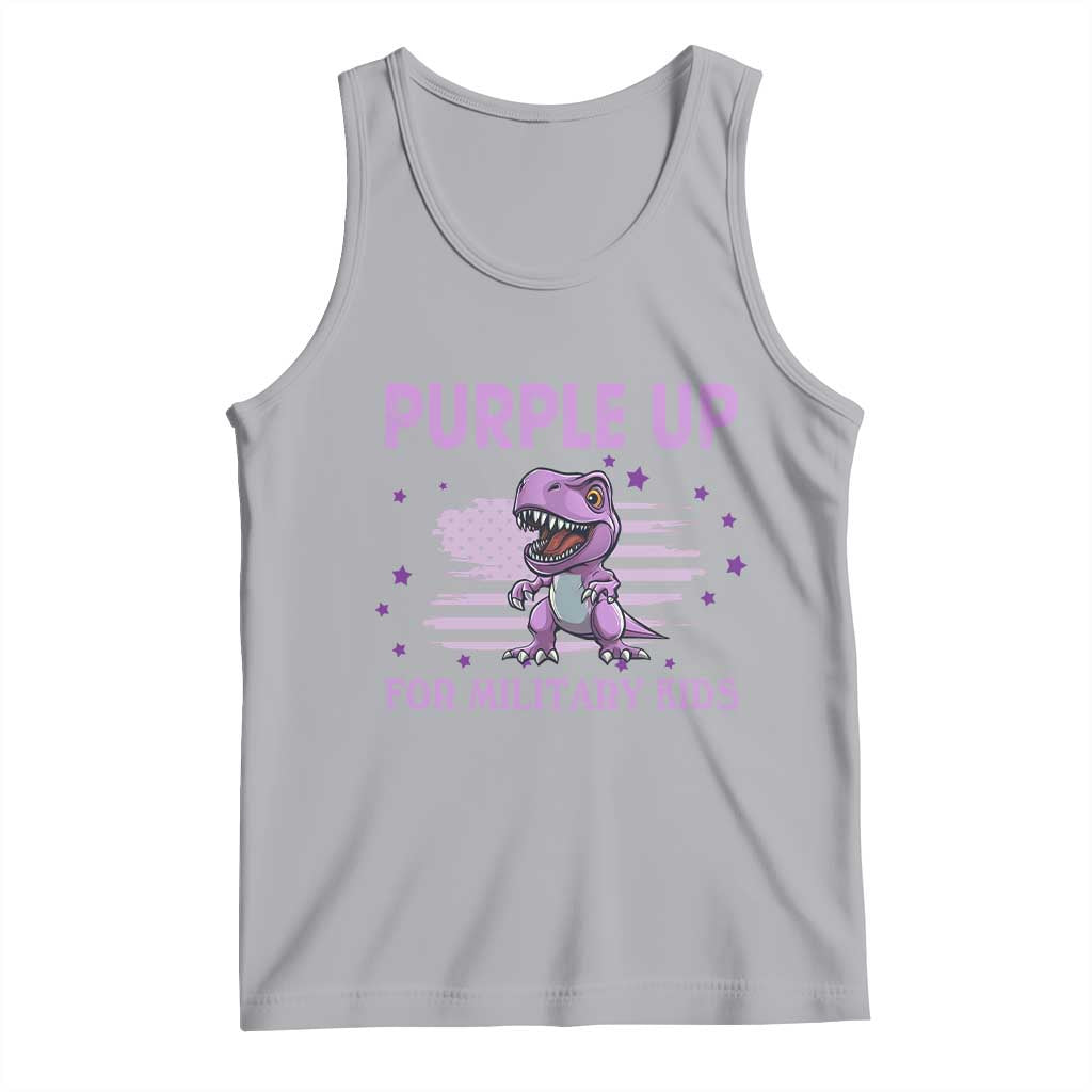 Purple Up For Military Kids Tank Top Military Child Month Dinosaur American Flag TS02 Athletic Heather Print Your Wear