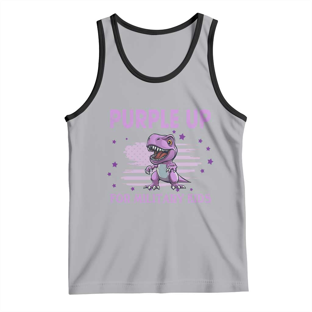 Purple Up For Military Kids Tank Top Military Child Month Dinosaur American Flag TS02 Athletic Heather Black Print Your Wear