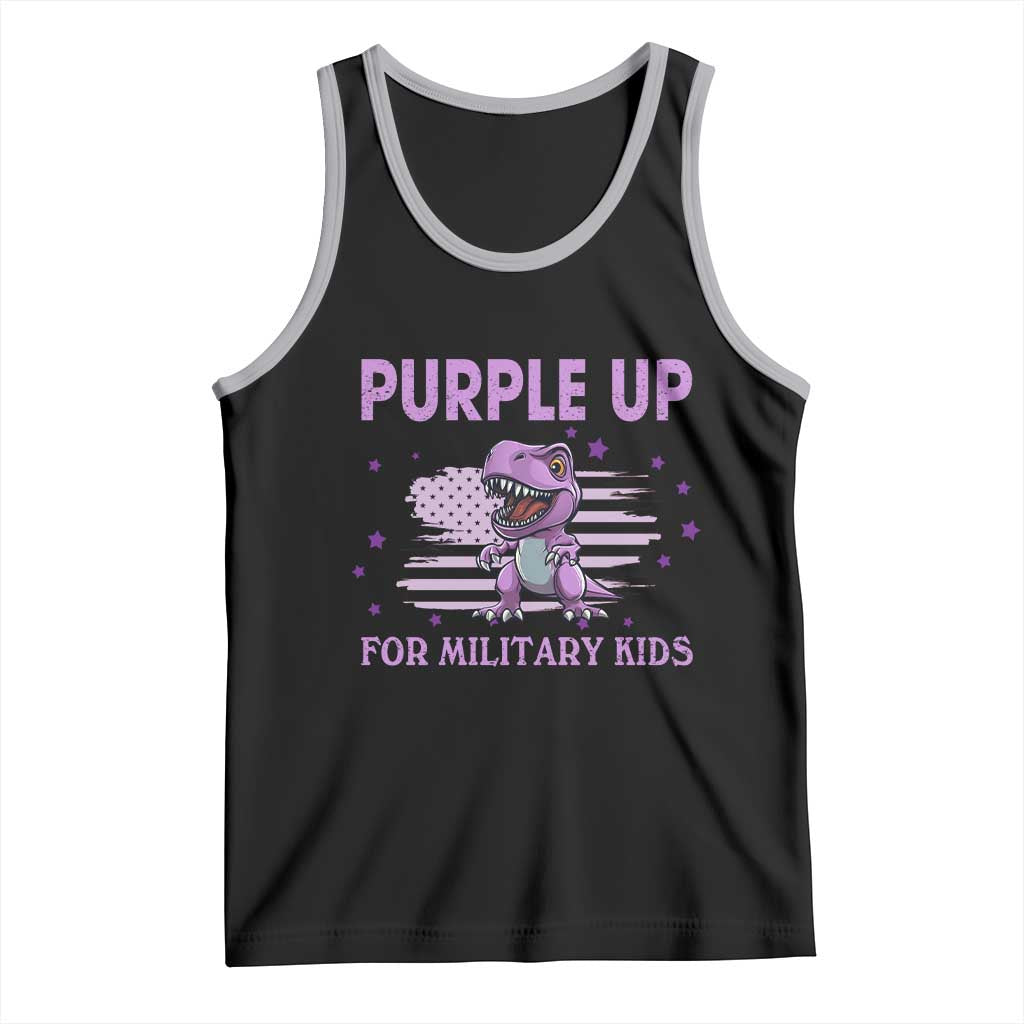 Purple Up For Military Kids Tank Top Military Child Month Dinosaur American Flag TS02 Black Athletic Heather Print Your Wear