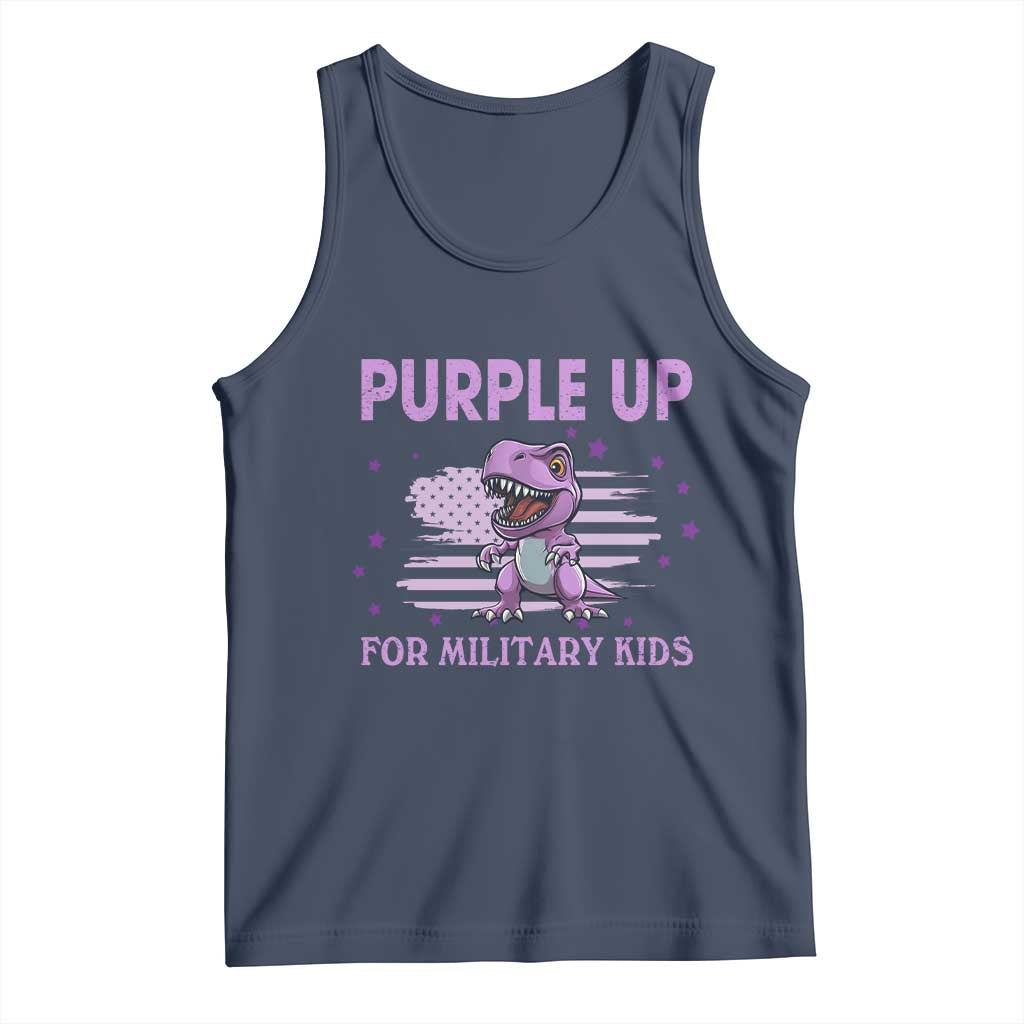 Purple Up For Military Kids Tank Top Military Child Month Dinosaur American Flag TS02 Navy Print Your Wear
