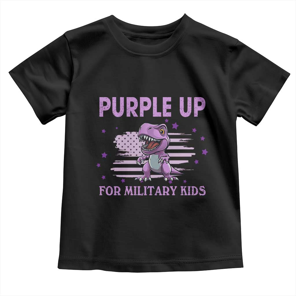 Purple Up For Military Kids Toddler T Shirt Military Child Month Dinosaur American Flag TS02 Black Print Your Wear