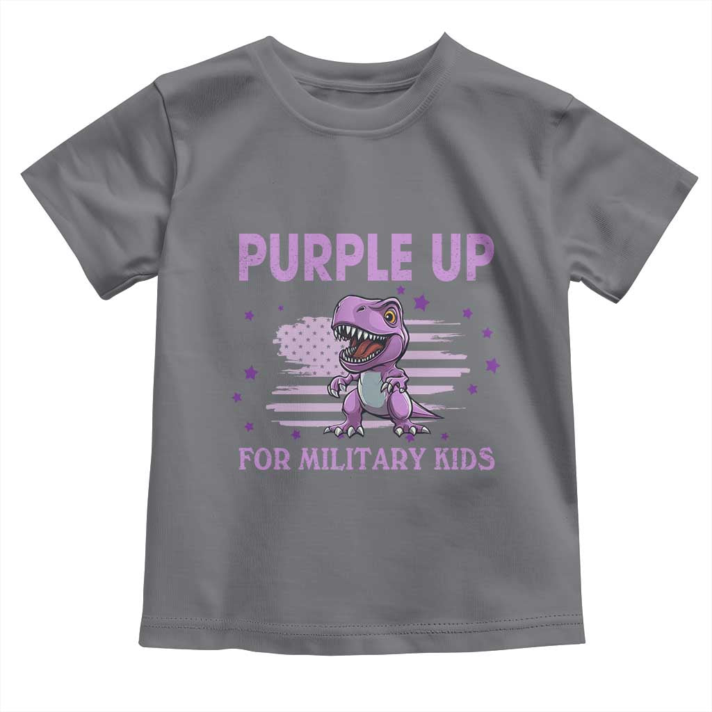 Purple Up For Military Kids Toddler T Shirt Military Child Month Dinosaur American Flag TS02 Charcoal Print Your Wear