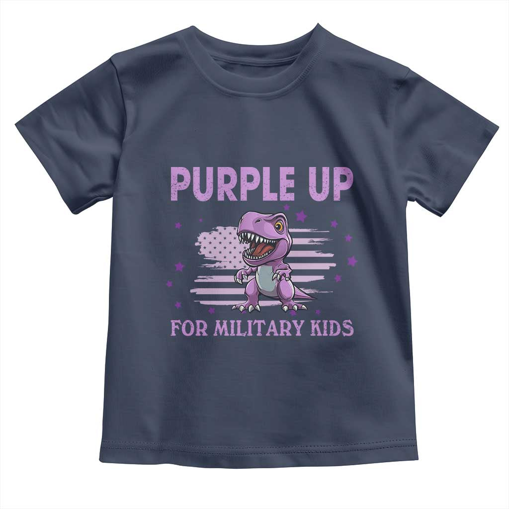 Purple Up For Military Kids Toddler T Shirt Military Child Month Dinosaur American Flag TS02 Navy Print Your Wear