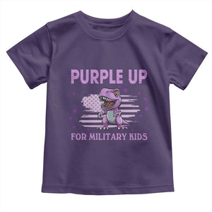 Purple Up For Military Kids Toddler T Shirt Military Child Month Dinosaur American Flag TS02 Purple Print Your Wear