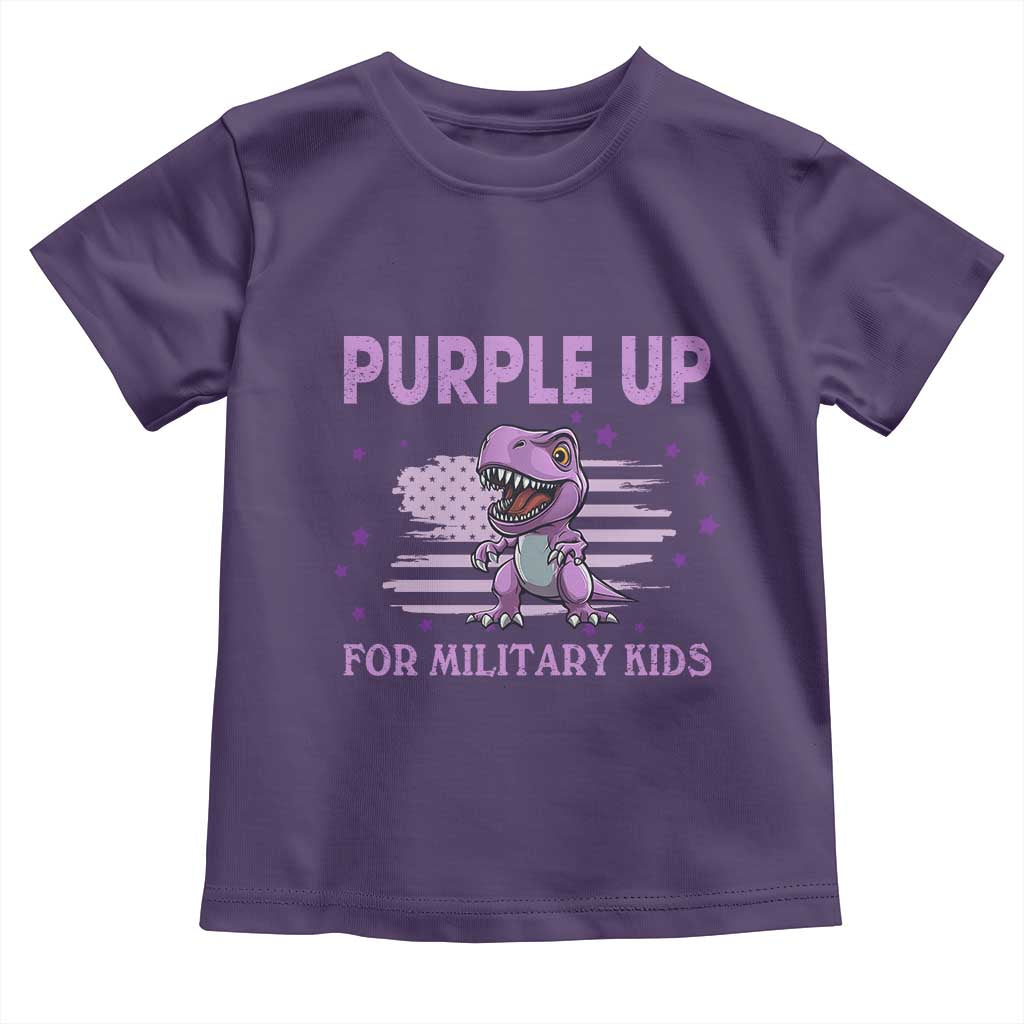 Purple Up For Military Kids Toddler T Shirt Military Child Month Dinosaur American Flag TS02 Purple Print Your Wear