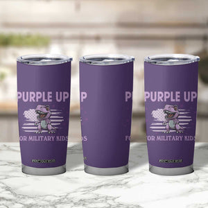 Purple Up For Military Kids Tumbler Cup Military Child Month Dinosaur American Flag TS02 Print Your Wear