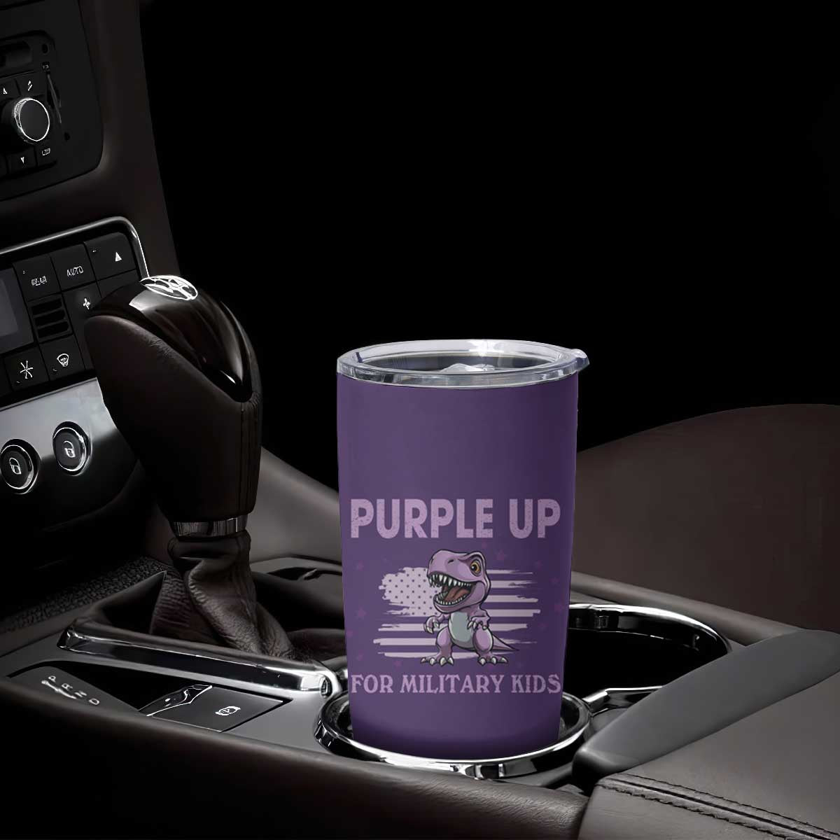 Purple Up For Military Kids Tumbler Cup Military Child Month Dinosaur American Flag TS02 Print Your Wear