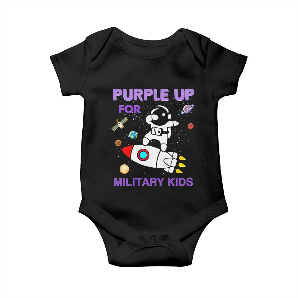 Purple Up For Military Kids Baby Onesie Military Child Month Astronaut Outer Space TS02 Black Print Your Wear
