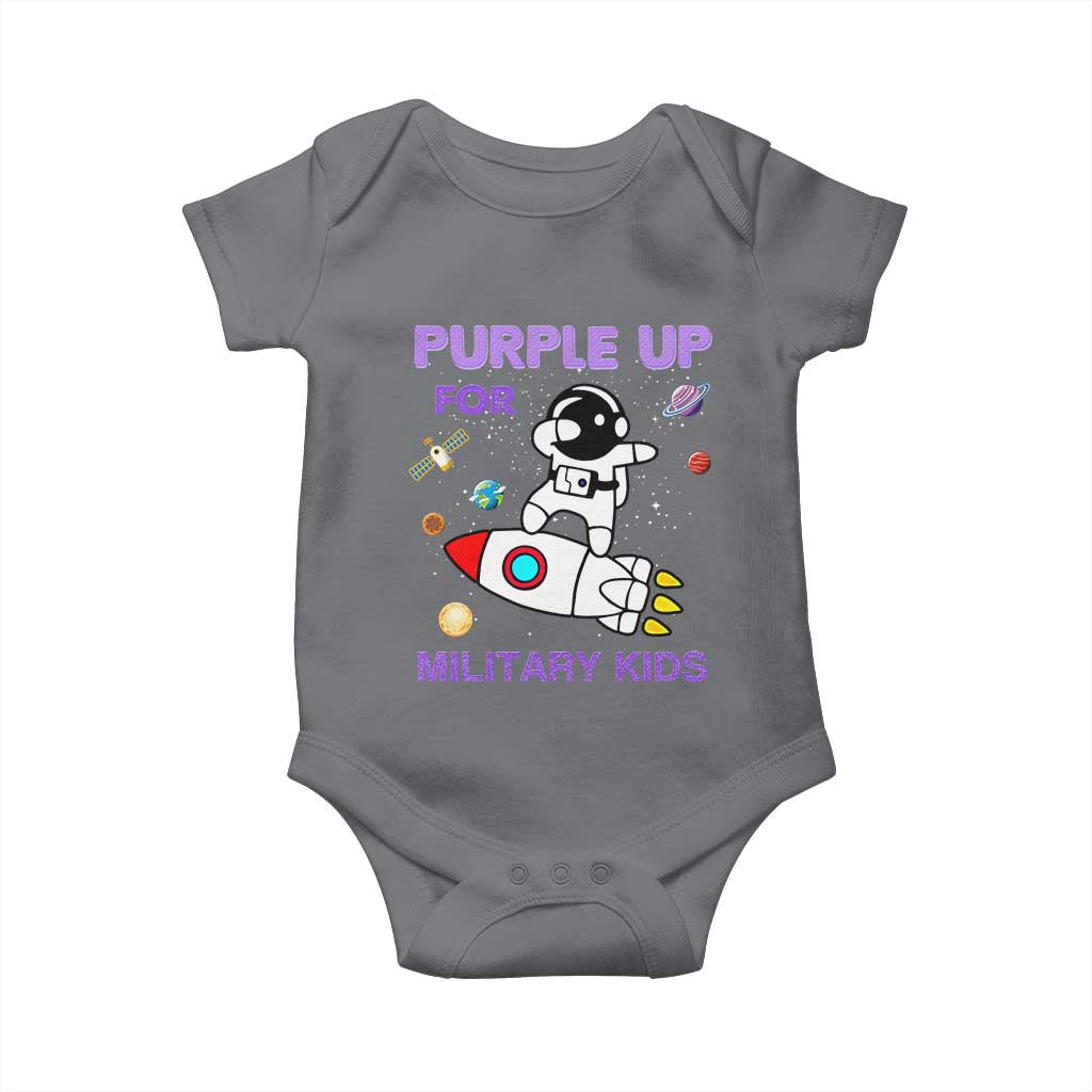 Purple Up For Military Kids Baby Onesie Military Child Month Astronaut Outer Space TS02 Charcoal Print Your Wear