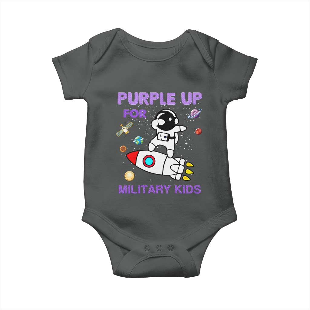 Purple Up For Military Kids Baby Onesie Military Child Month Astronaut Outer Space TS02 Dark Heather Print Your Wear