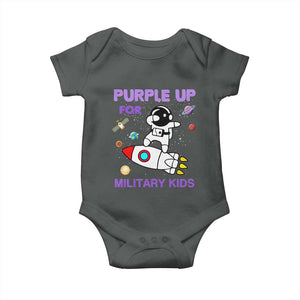 Purple Up For Military Kids Baby Onesie Military Child Month Astronaut Outer Space TS02 Dark Heather Print Your Wear