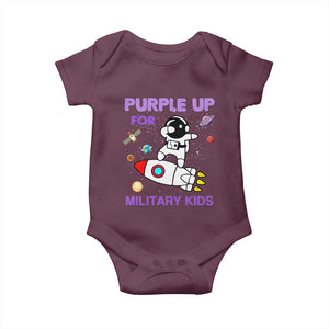 Purple Up For Military Kids Baby Onesie Military Child Month Astronaut Outer Space TS02 Maroon Print Your Wear