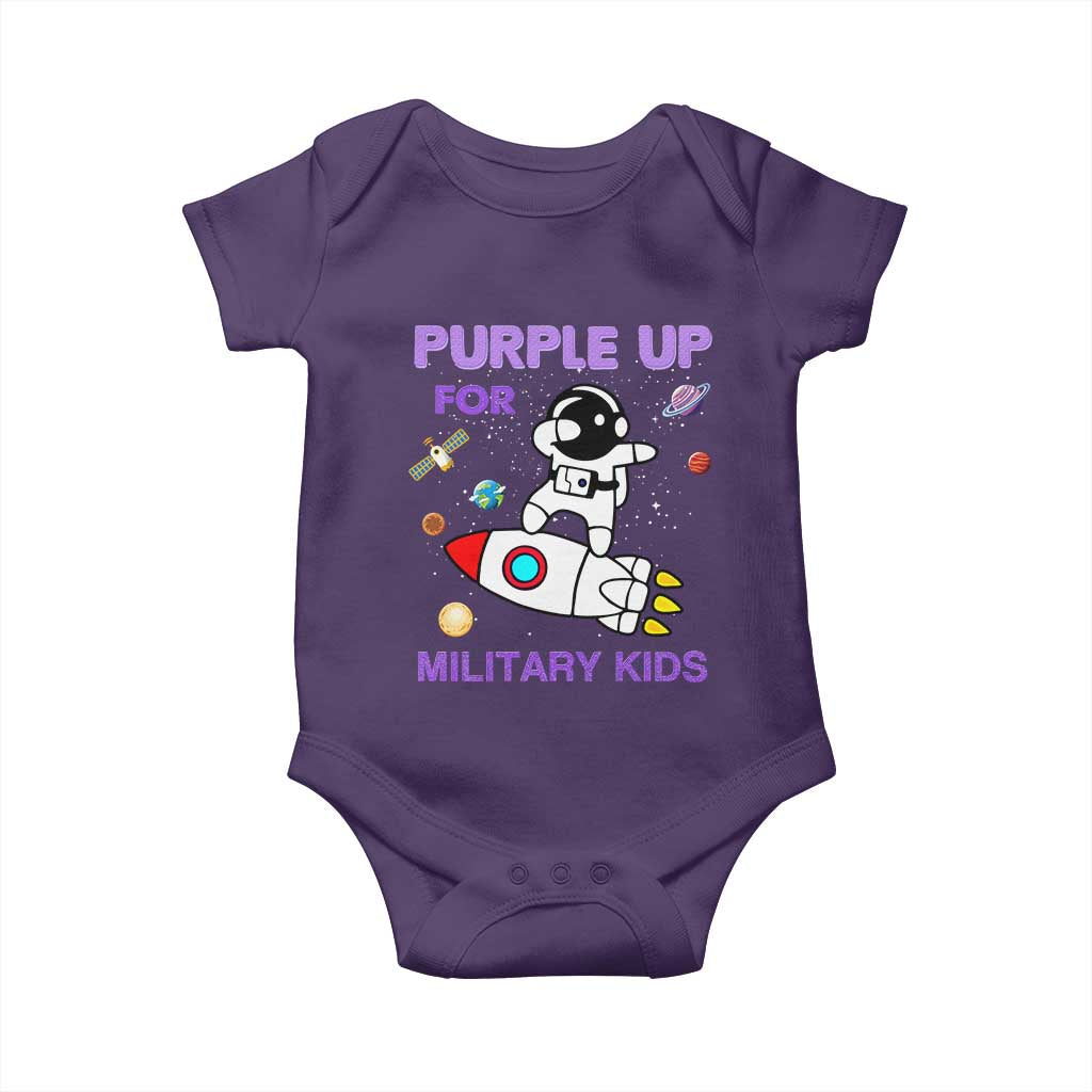 Purple Up For Military Kids Baby Onesie Military Child Month Astronaut Outer Space TS02 Purple Print Your Wear