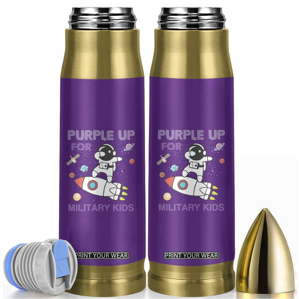 Purple Up For Military Kids Bullet Tumbler Military Child Month Astronaut Outer Space TS02 Purple Print Your Wear