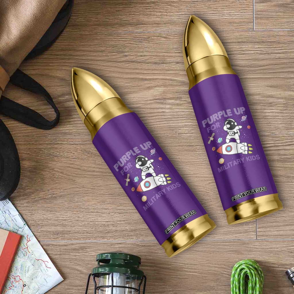 Purple Up For Military Kids Bullet Tumbler Military Child Month Astronaut Outer Space TS02 Print Your Wear