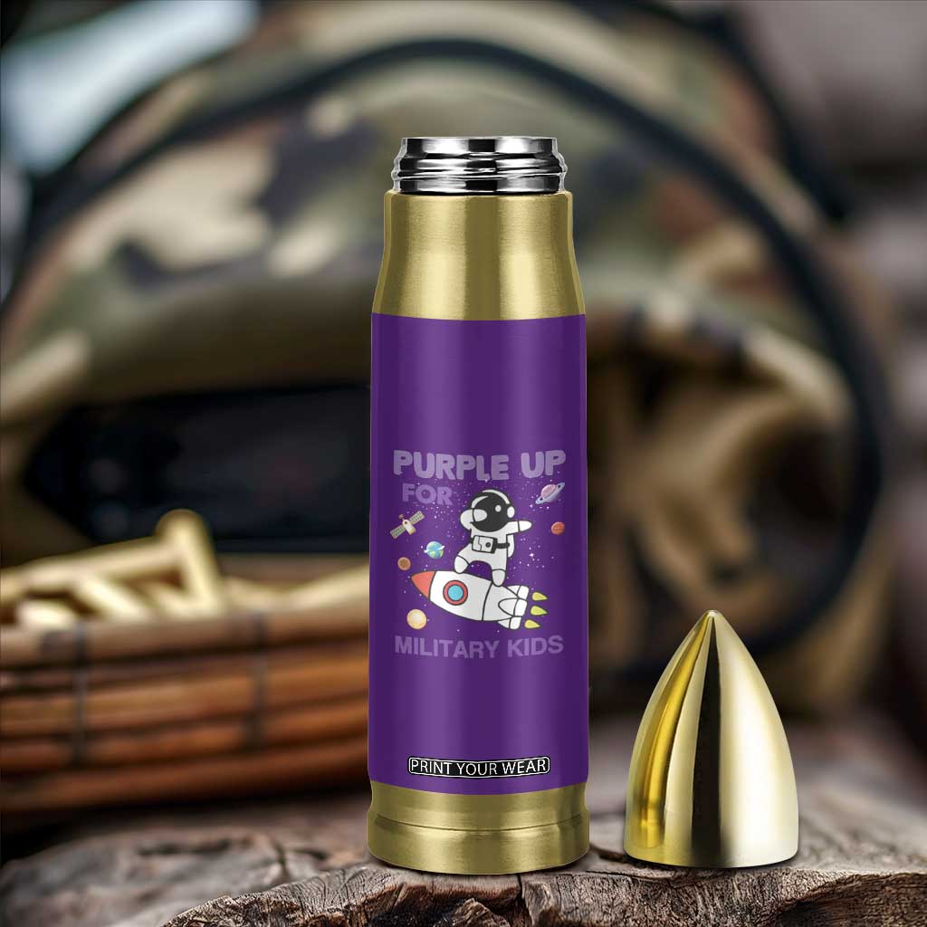 Purple Up For Military Kids Bullet Tumbler Military Child Month Astronaut Outer Space TS02 Print Your Wear