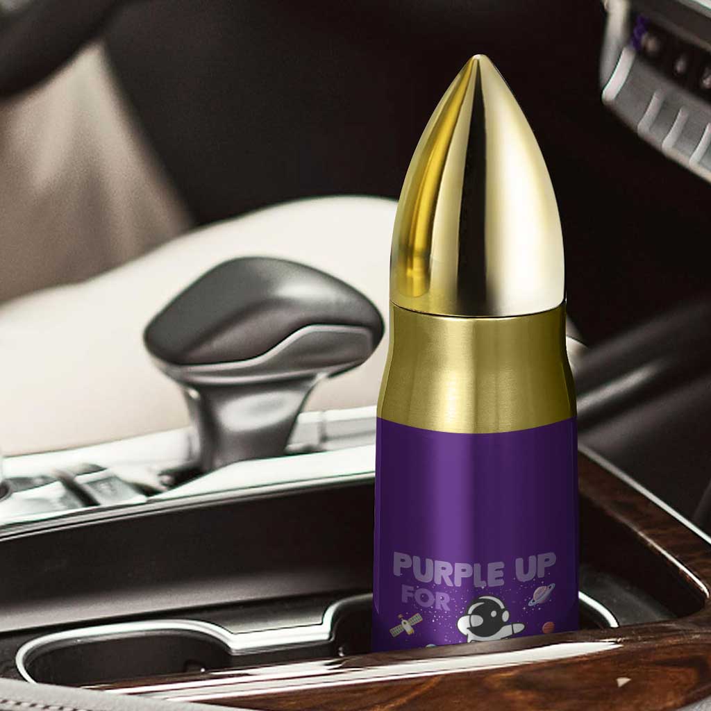 Purple Up For Military Kids Bullet Tumbler Military Child Month Astronaut Outer Space TS02 Print Your Wear