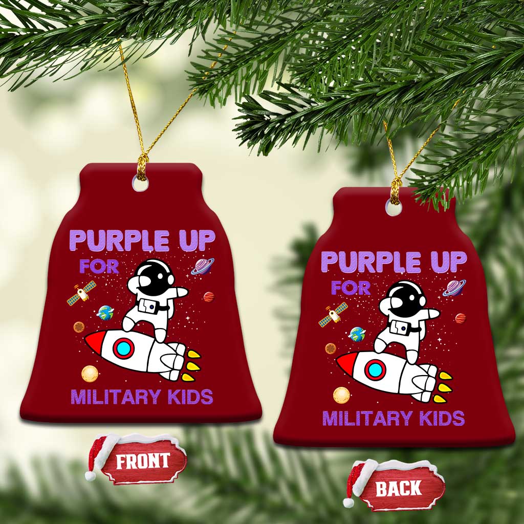Purple Up For Military Kids Ceramic Ornament Military Child Month Astronaut Outer Space TS02 Print Your Wear