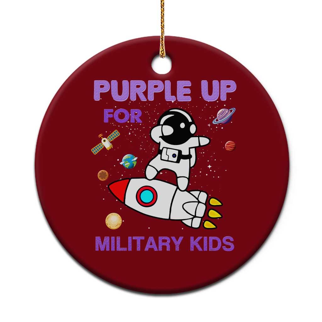 Purple Up For Military Kids Ceramic Ornament Military Child Month Astronaut Outer Space TS02 1pc Red Print Your Wear