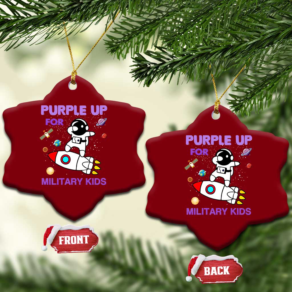 Purple Up For Military Kids Ceramic Ornament Military Child Month Astronaut Outer Space TS02 Print Your Wear