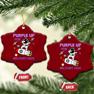 Purple Up For Military Kids Ceramic Ornament Military Child Month Astronaut Outer Space TS02 Print Your Wear
