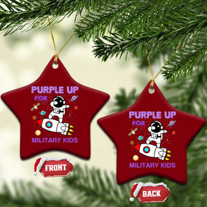 Purple Up For Military Kids Ceramic Ornament Military Child Month Astronaut Outer Space TS02 Print Your Wear