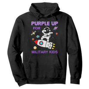 Purple Up For Military Kids Hoodie Military Child Month Astronaut Outer Space TS02 Black Print Your Wear