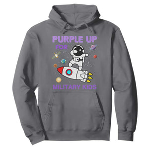 Purple Up For Military Kids Hoodie Military Child Month Astronaut Outer Space TS02 Charcoal Print Your Wear