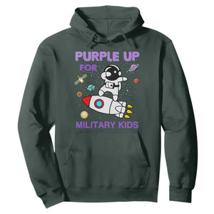 Purple Up For Military Kids Hoodie Military Child Month Astronaut Outer Space TS02 Dark Forest Green Print Your Wear