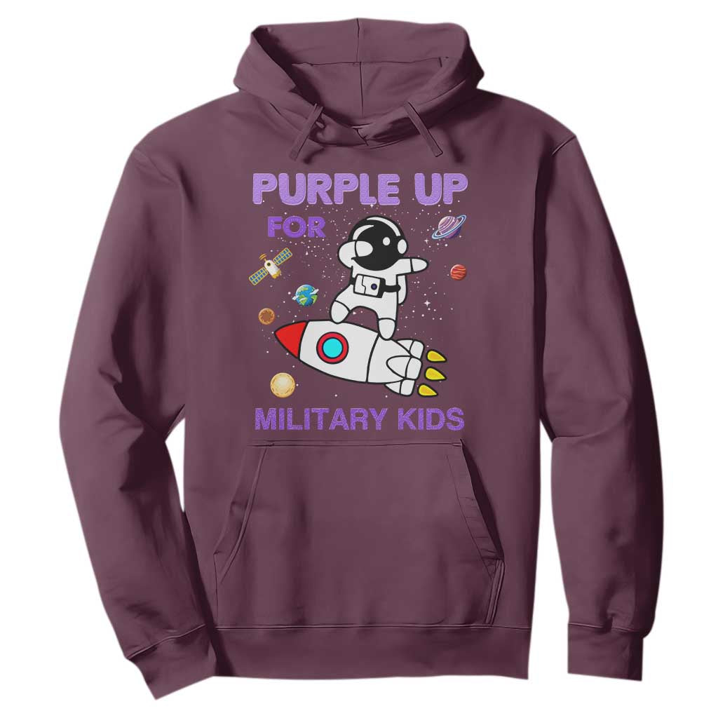 Purple Up For Military Kids Hoodie Military Child Month Astronaut Outer Space TS02 Maroon Print Your Wear