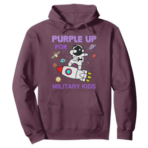 Purple Up For Military Kids Hoodie Military Child Month Astronaut Outer Space TS02 Maroon Print Your Wear
