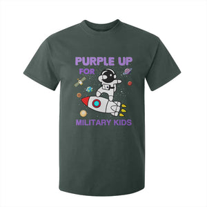 Purple Up For Military Kids T Shirt For Kid Military Child Month Astronaut Outer Space TS02 Dark Forest Green Print Your Wear