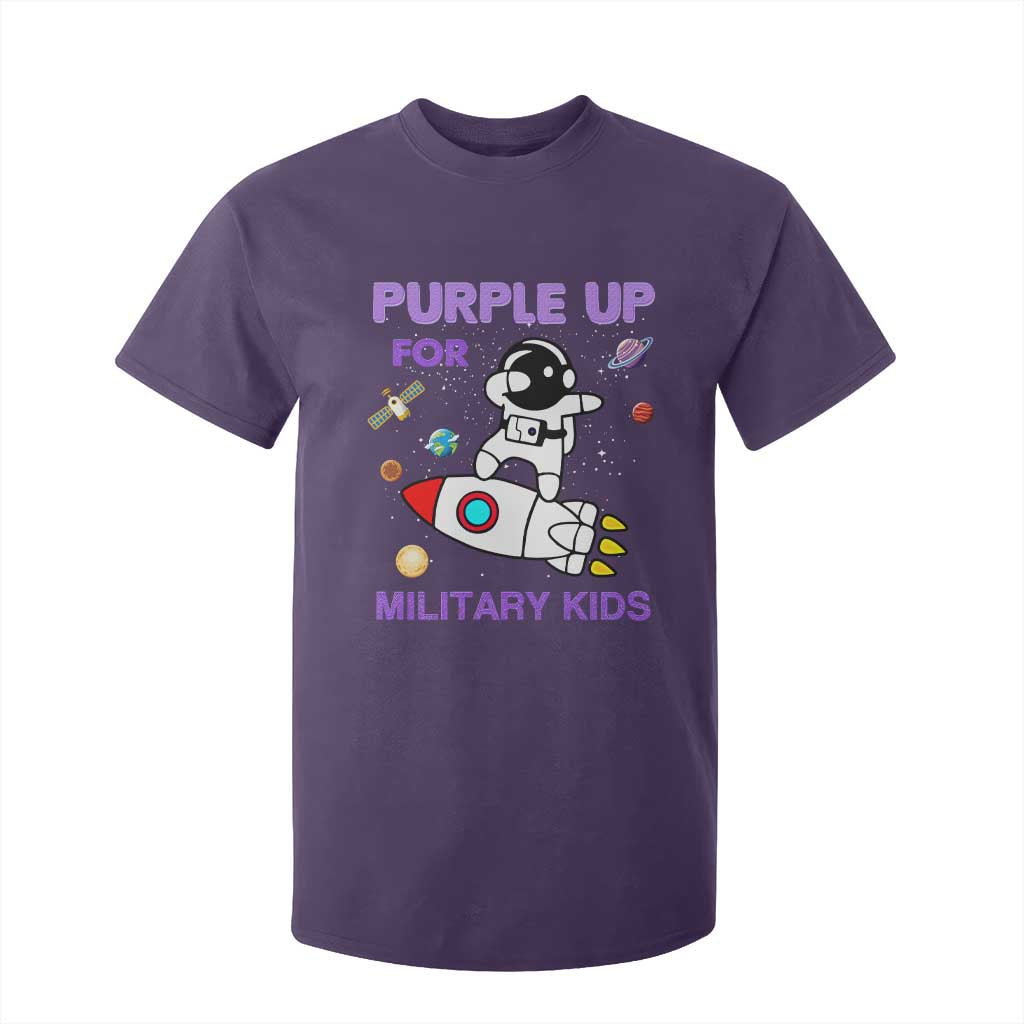 Purple Up For Military Kids T Shirt For Kid Military Child Month Astronaut Outer Space TS02 Purple Print Your Wear