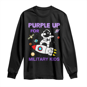 Purple Up For Military Kids Long Sleeve Shirt Military Child Month Astronaut Outer Space TS02 Black Print Your Wear