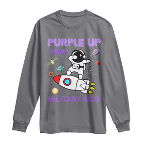 Purple Up For Military Kids Long Sleeve Shirt Military Child Month Astronaut Outer Space TS02 Charcoal Print Your Wear