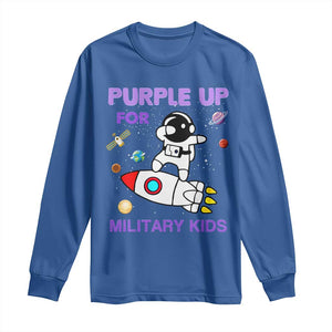 Purple Up For Military Kids Long Sleeve Shirt Military Child Month Astronaut Outer Space TS02 Royal Blue Print Your Wear