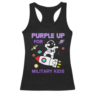 Purple Up For Military Kids Racerback Tank Top Military Child Month Astronaut Outer Space TS02 Black Print Your Wear
