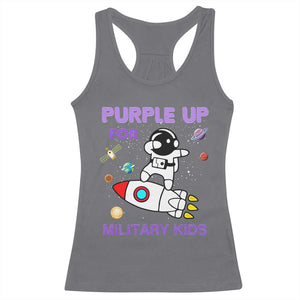 Purple Up For Military Kids Racerback Tank Top Military Child Month Astronaut Outer Space TS02 Charcoal Print Your Wear