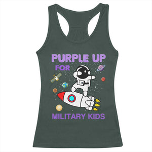 Purple Up For Military Kids Racerback Tank Top Military Child Month Astronaut Outer Space TS02 Dark Forest Green Print Your Wear