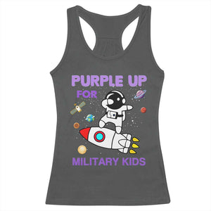 Purple Up For Military Kids Racerback Tank Top Military Child Month Astronaut Outer Space TS02 Dark Heather Print Your Wear
