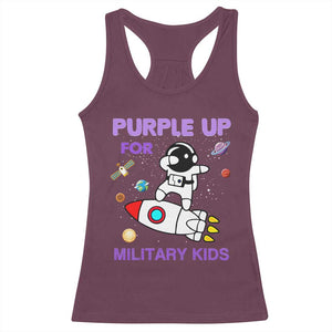 Purple Up For Military Kids Racerback Tank Top Military Child Month Astronaut Outer Space TS02 Maroon Print Your Wear