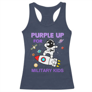 Purple Up For Military Kids Racerback Tank Top Military Child Month Astronaut Outer Space TS02 Navy Print Your Wear