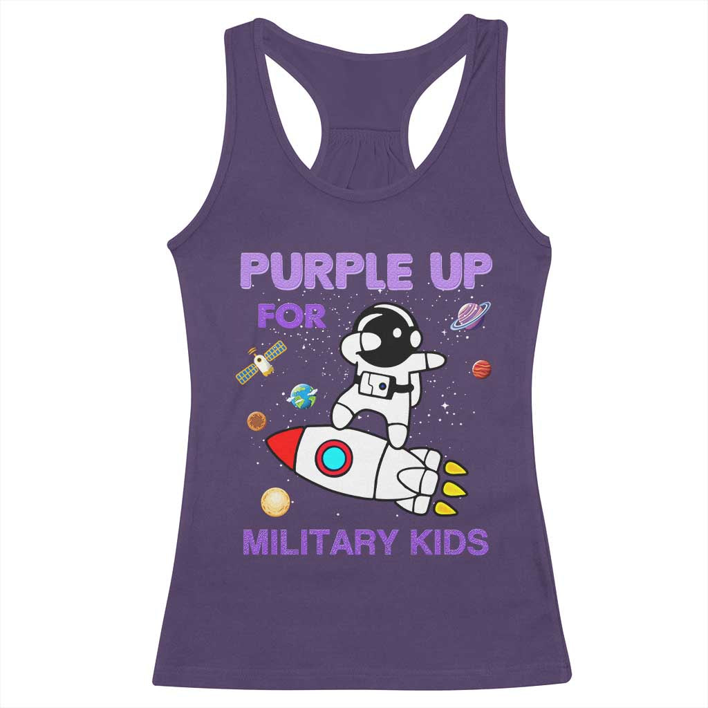 Purple Up For Military Kids Racerback Tank Top Military Child Month Astronaut Outer Space TS02 Purple Print Your Wear