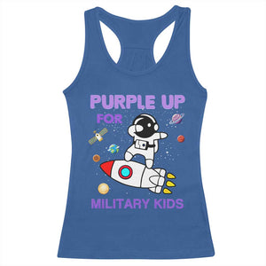 Purple Up For Military Kids Racerback Tank Top Military Child Month Astronaut Outer Space TS02 Royal Blue Print Your Wear
