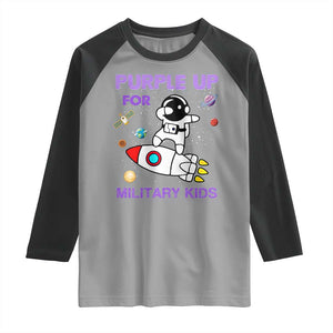 Purple Up For Military Kids Raglan Shirt Military Child Month Astronaut Outer Space TS02 Sport Gray Black Print Your Wear