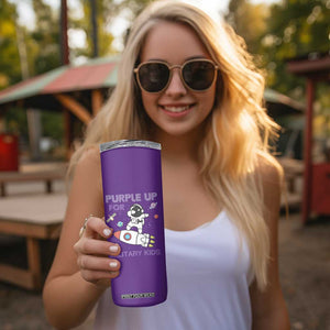 Purple Up For Military Kids Skinny Tumbler Military Child Month Astronaut Outer Space TS02 Print Your Wear