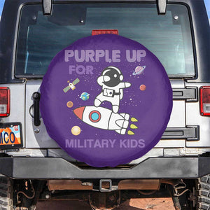 Purple Up For Military Kids Spare Tire Cover Military Child Month Astronaut Outer Space TS02 No hole Purple Print Your Wear