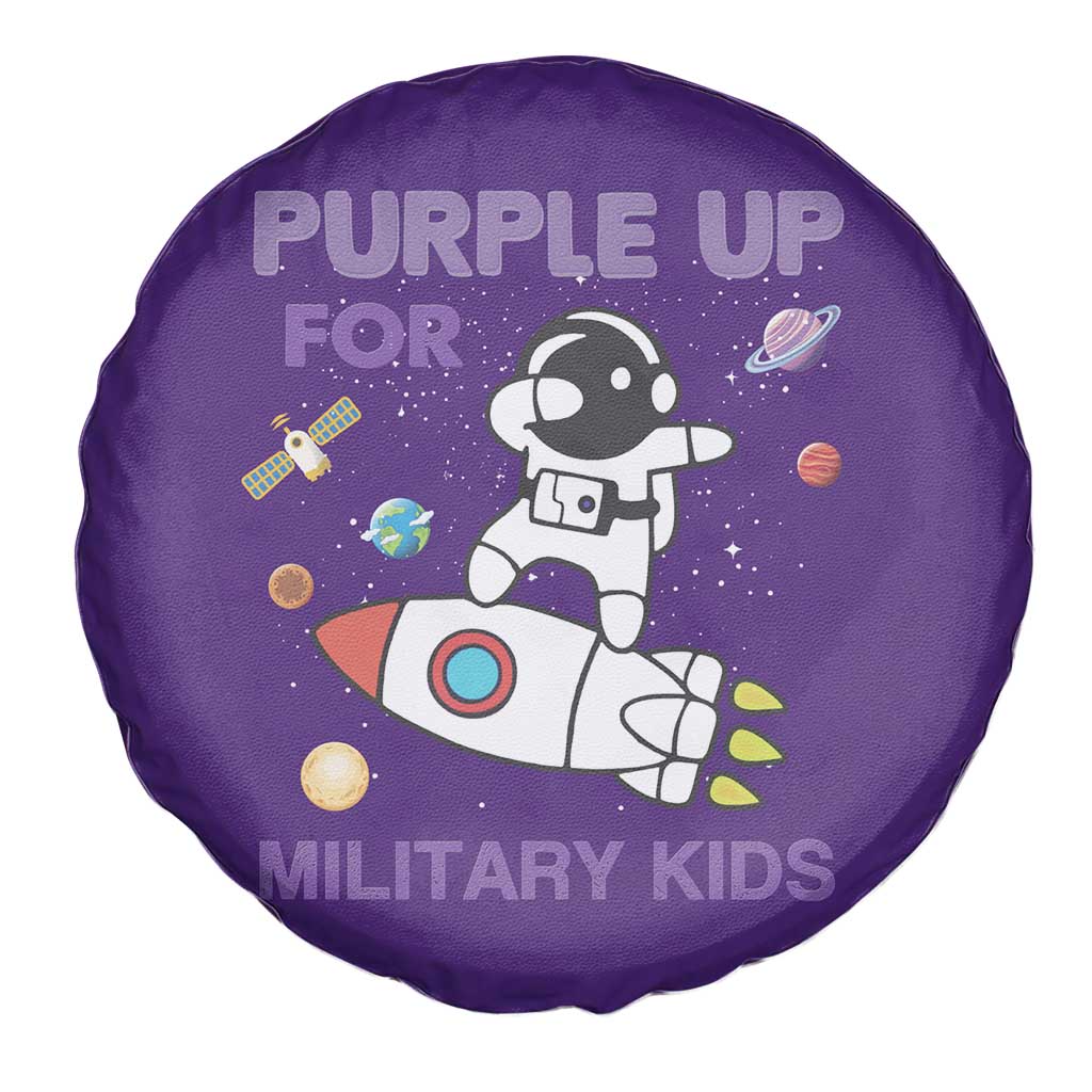 Purple Up For Military Kids Spare Tire Cover Military Child Month Astronaut Outer Space TS02 Print Your Wear