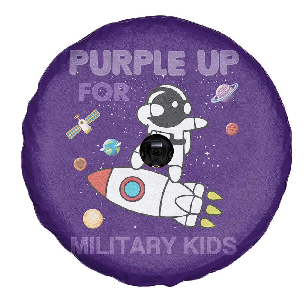 Purple Up For Military Kids Spare Tire Cover Military Child Month Astronaut Outer Space TS02 Print Your Wear