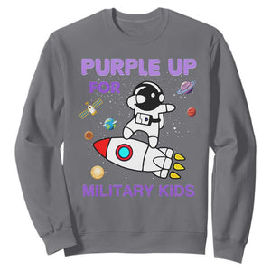 Purple Up For Military Kids Sweatshirt Military Child Month Astronaut Outer Space TS02 Charcoal Print Your Wear